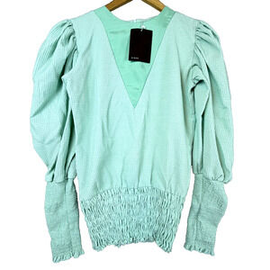 N Duo Blouse Top Womens 38 Mint Green Balletcore Pastel Coquette Romantic Soft